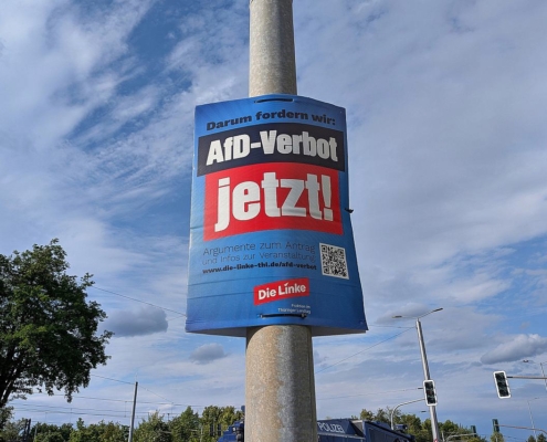 Plakat wirbt für AfD-Verbot (Archiv)