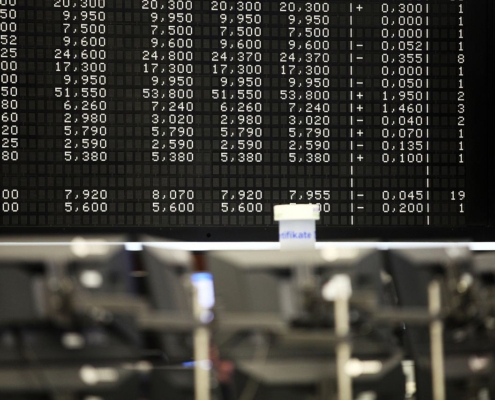 Anzeigetafel in der Frankfurter Börse
